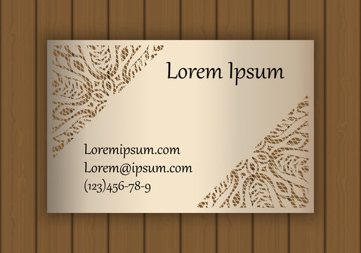 Business or visiting card template with a cut out pattern. May be used for laser cutting from paper, metal, wood.