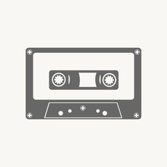 AUDIO CASSETTE, TAPE GREY COLOR ILLUSTRATION VECTOR