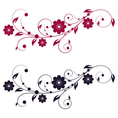 Abstract vertical floral swirl silhouette . Vector  flower background.