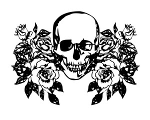 Fototapeta premium skull and roses
