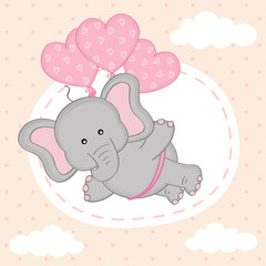 elephant is flying on balloons - vector illustration, eps
