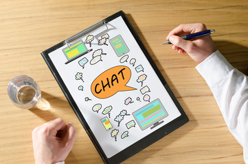 Chat concept on a desk