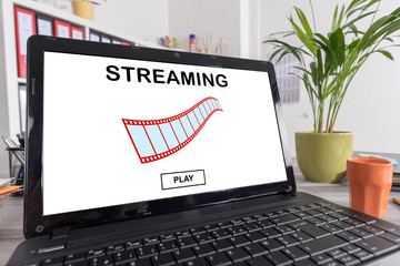 Video streaming concept on a laptop