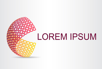Logo stylized spherical surface with abstract shapes