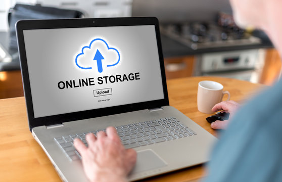 Online storage concept on a laptop