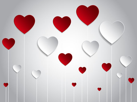 
vector background with red hearts, valentines day
