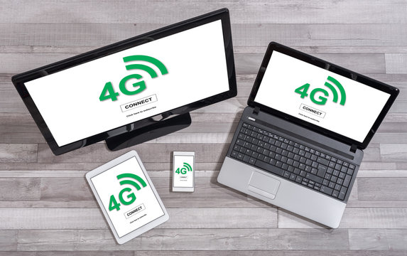 4g network concept on different devices