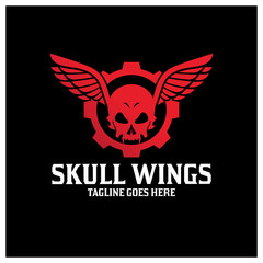 Skull wings logo design template ,Vector illustration