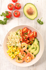 vegetable salad and shrimp
