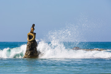 mermaid statue of Ngapali Beach near Thandwe at Rakhine state in Myanmar