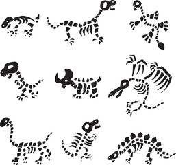 Dinosaur Reptile Cartoon Skeletons 