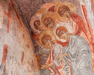 Ancient byzantine fresco at the church of Saint Nicholas in Demre, Turkey.