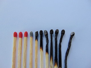 row of matches from new to burned