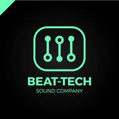 Abstract beat tech equalizer music logo box design in vector.