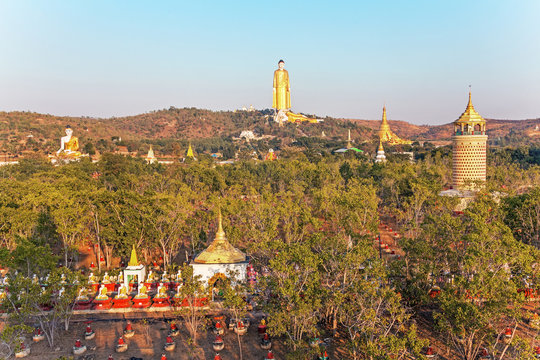 Bodhi Tataung Standing Buddha  is the second tallest statue in the world and the highest in Myanmar. Monywa, Myanmar.