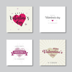 Set of valentines day backgrounds. Vector typographic lettering, valentines message with vintage feel for card, cover, tag, label, poster, flyer, banner design..