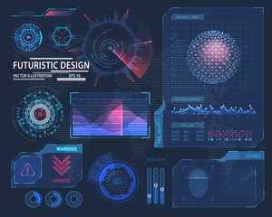 Molecule hologram and futuristic hud elements