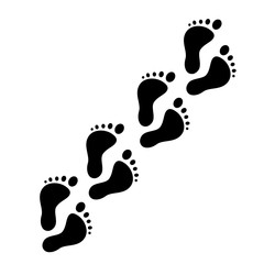 Footprint vector icon isolated on white background. Foot print icon. Black silhouette of footprint.