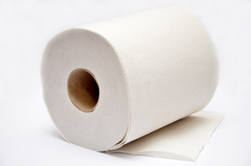 Toilet roll on the plain background