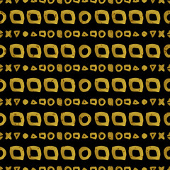 Geometric black and gold seamless pattern