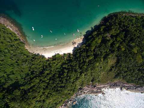 Top View of a Paradise Island in Sao Sebastiao, Brazil