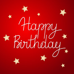 Happy Birthday card template on red background. Vector illustration