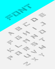 Isometric 3d type font set. Embossed font. Vector illustration