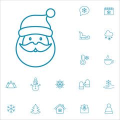 winter cold snow line icons set blue on white