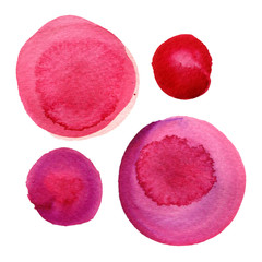 Watercolor circle texture. Round elements for design. Colored circles hand drawn background