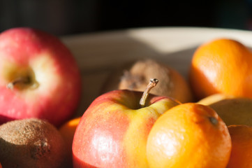 Fruit bowl with a selection of healthy organic fruit