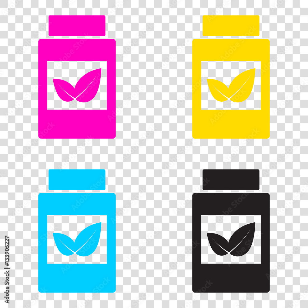 Poster supplements container sign. cmyk icons on transparent background