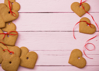 cookies heart on wooden background