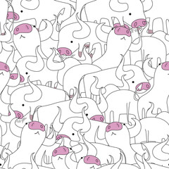 Seamless pattern of buffalo
