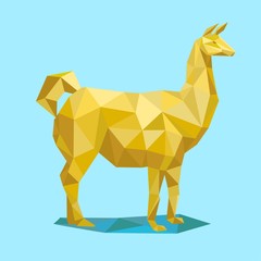 Low poly lama. Illustrationin polygonal style. Animal on background.