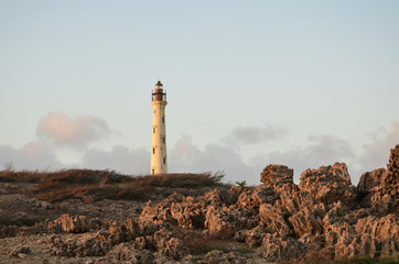 Volcanic Rocks in Front of the California Lighthouse in Aruba
