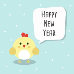 Chinese New Year 2017 Cards with Cute chicken and bubble speech Vector Illustration.