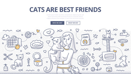Cats Care Doodle Concept