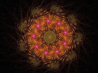 Colored abstract fractal pattern. Computer generated graphics.