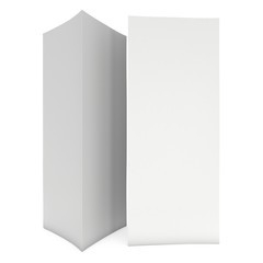 Blank paper triangle tent cards. 3d render illustration isolated. Table cards mock up on white background.