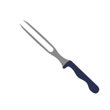 Steel carving fork. Kitchen utensil. Abstract design. Vector illustration