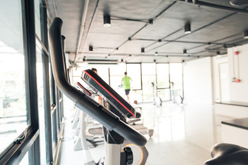 Equipment of sport concept exercise bike in gym