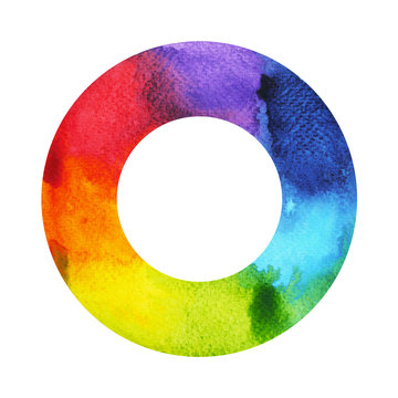 7 color of chakra symbol concept, round circle, watercolor painting