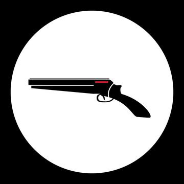 red and black simple hand gun lupara icon eps10