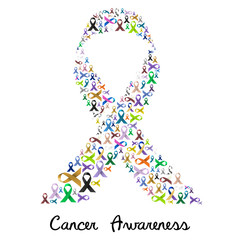 cancer awareness various color and shiny ribbons for help like a big colorful ribbon eps10 - 133909221