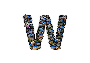 Letter W uppercase font shape alphabet collage made of my best landscape pictures