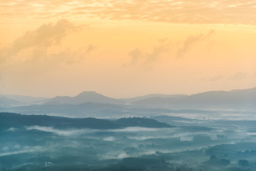 Mist of the Kho Hong hill in Hat Yai Thailand in the morning
