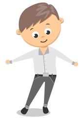Funny Cartoon Guy With In White Shirt and Black Pants