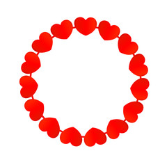 Romantic frame of red hearts with empty space for text, decorating for wedding design