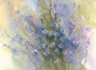 blue flower watercolor background
