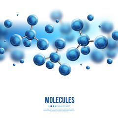 Molecular structure with blue spherical particles